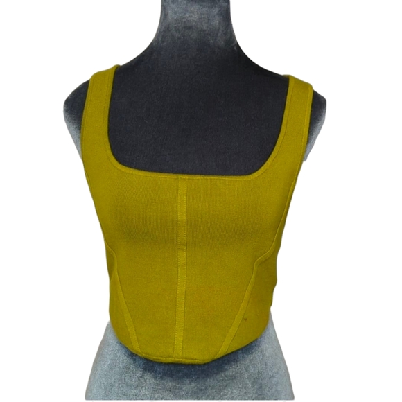 House of Harlow 1960 Tops - House of Harlow 1960 Luxe Essentials Olive Green Ribbed Crop Corset Top